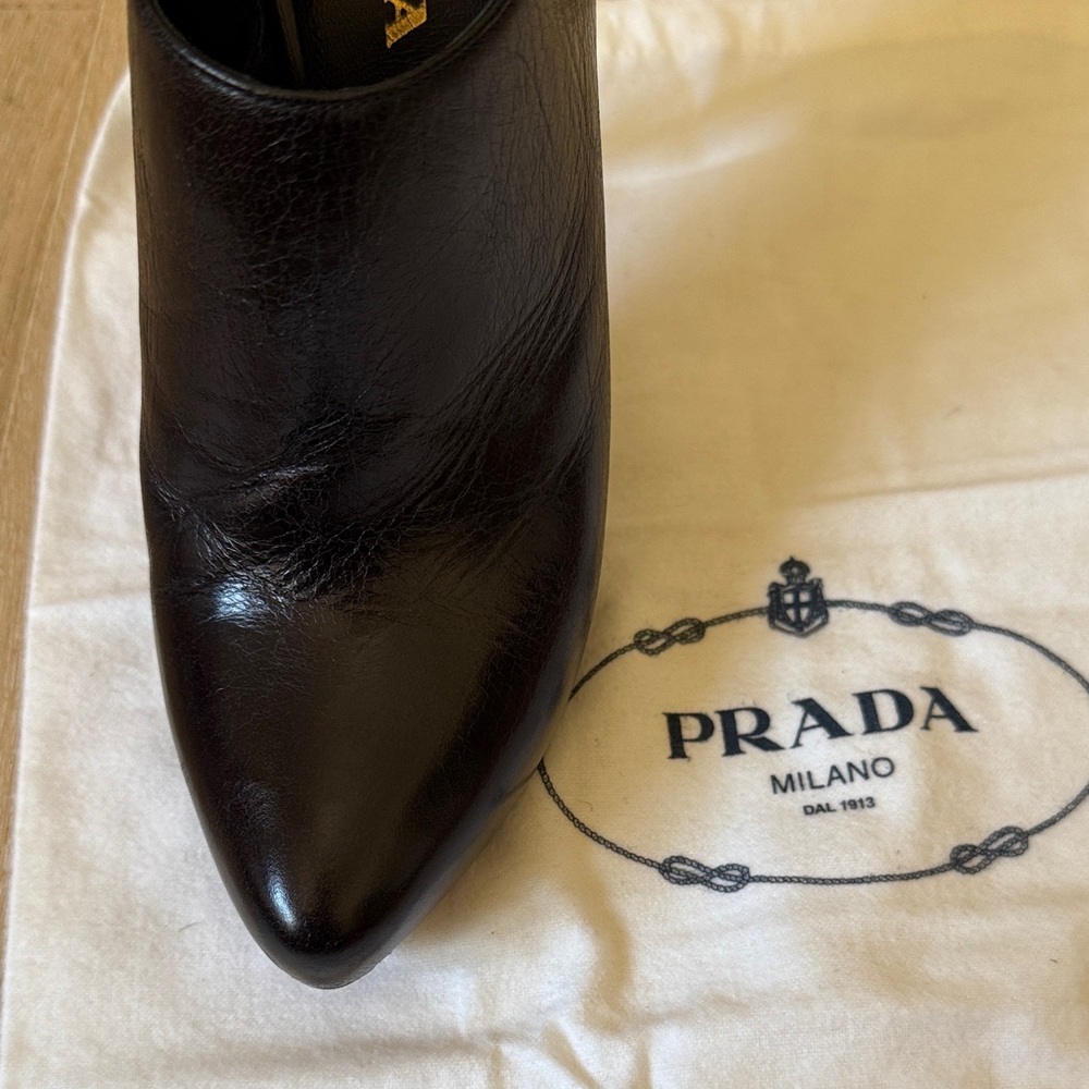 Prada Black Heeled Leather Boots - Picture 11 of 11
